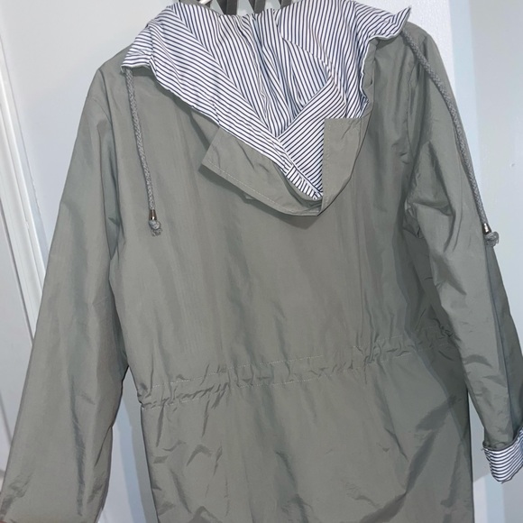 Grey w/ navy strips Windbreaker Jacket - Picture 3 of 3